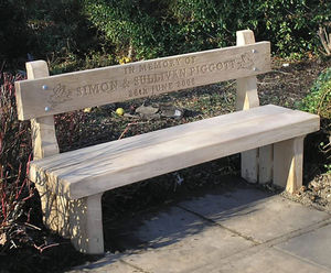Timber Interpretation Bench - Outdoor seating with custom engraved backrest