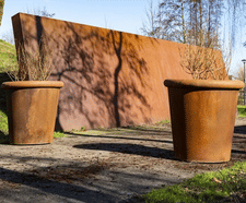 Corten Steel Planters - rusted metal outdoor garden plant containers