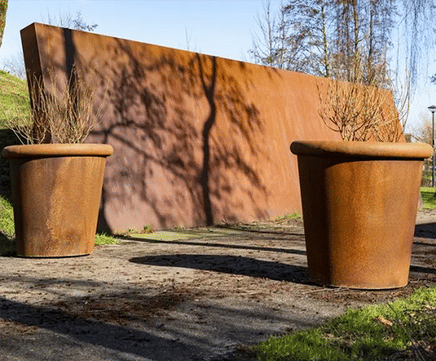 Corten Steel Planters - rusted metal outdoor garden plant containers