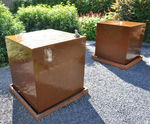 Water Block - corten steel outdoor water feature for gardens