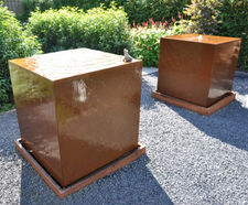 Water Block - corten steel outdoor water feature for gardens