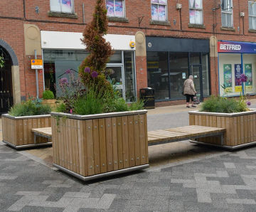 Stockport FSC timber and metal rectangular planter