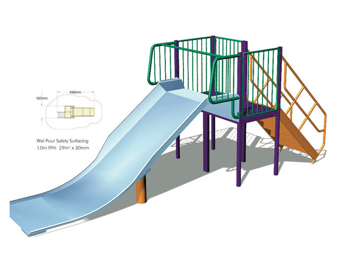 Wide Slide - inclusive metal playground slide for children and carers