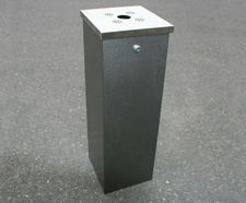 Flat Top Tower Cigarette Bin - outdoor metal freestanding smoking bin
