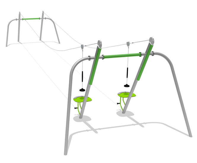Double Cableway - steel and HPL zip line for playgrounds and parks