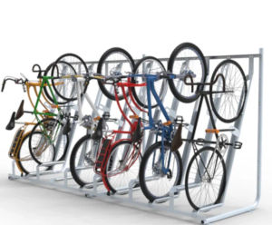 Semi vertical cycle rack