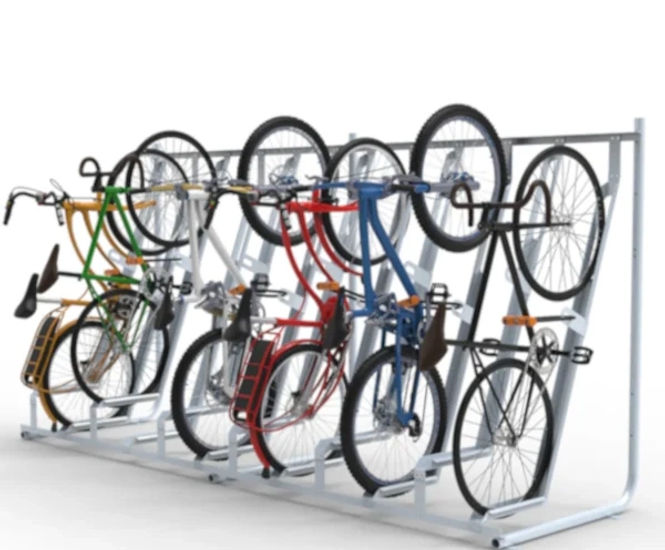 Semi vertical cycle rack