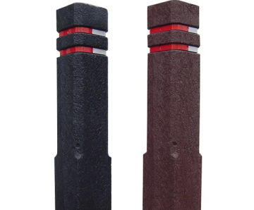 Recycled plastic square bollard with chamfer top - banded