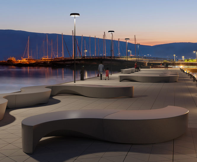 Wave - solid cast concrete modular bench