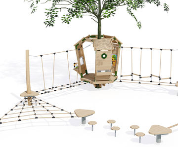 Arborea Play J49900 - timber multiplay treehouse for climbing and balancing