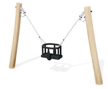 J449 - Robinia timber swing with single cradle seat