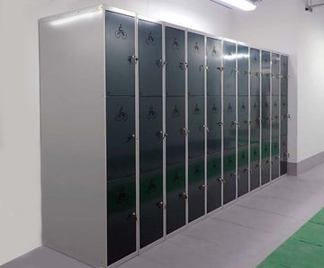 3-Tier Folding Bike Lockers - steel lockers for folding bike storage