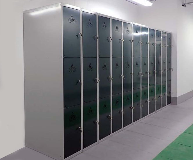 3-Tier Folding Bike Lockers - steel lockers for folding bike storage