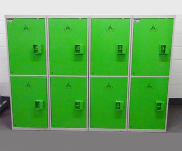 2-Tier Folding Bike Lockers - steel lockers for folding bike storage
