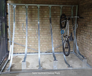 Portsdown Bicycle Rack - steel semi-vertical bike parking for outdoors