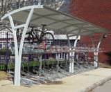 Kennet Shelter - curved steel shelter for 2-Tier Cycle Racks - on this page