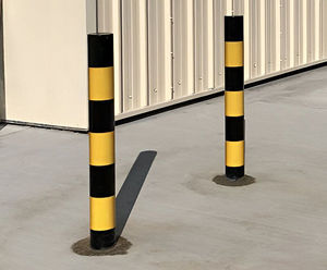 Black and Yellow service yard bollard