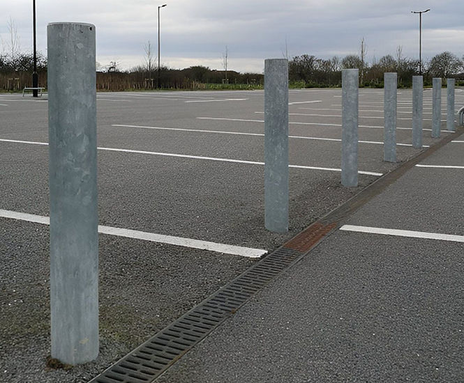 Galvanised steel flat top bollards