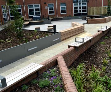 Courtyard planters and seating - Nottingham Trent University