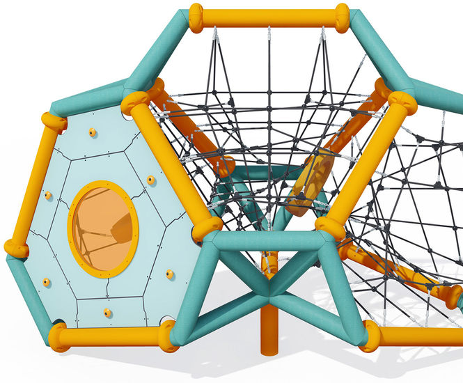 J6101 -  geometric steel and rope climbing frame