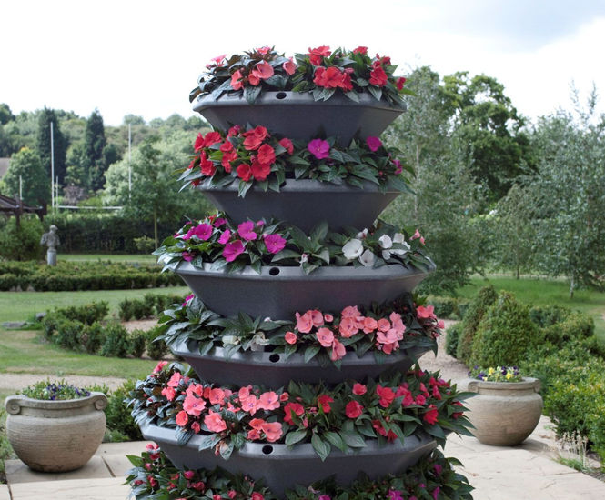 Pagoda Tower Planter - self-watering tiered outdoor planter