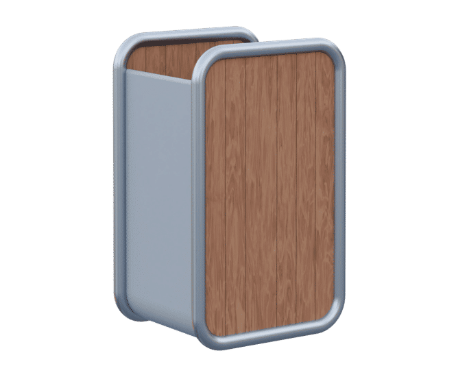 Tubular - stainless steel and timber outdoor litter bin