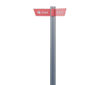 Tee - stainless steel fingerpost with aluminium fingers and timber insert