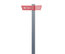 Tee - stainless steel fingerpost with aluminium fingers and timber insert