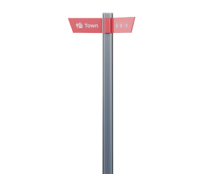 Tee - stainless steel fingerpost with aluminium fingers and timber insert