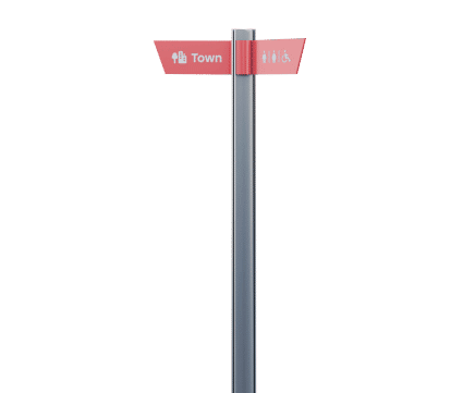 Tee - stainless steel fingerpost with aluminium fingers and timber insert