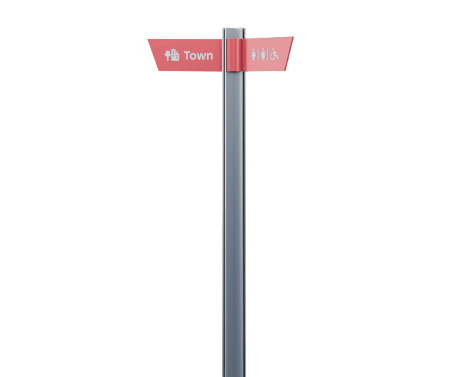 Tee - stainless steel fingerpost with aluminium fingers and timber insert
