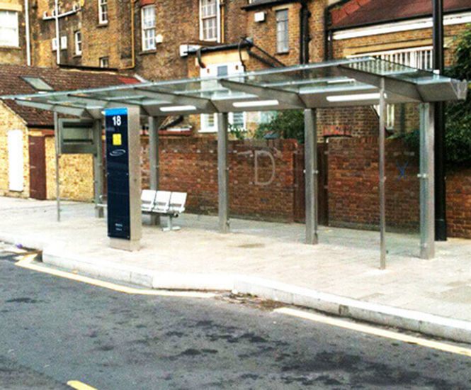 Apex Modular Bus Shelter - stainless steel modular public transport shelter