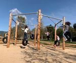 Hexagonal Swing Special - timber playground swing for group play