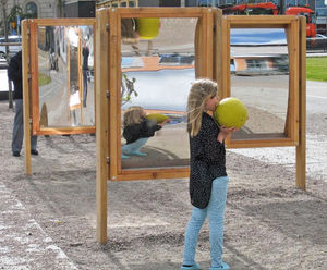 Distorting Mirror - double sided outdoor sensory mirror for playgrounds