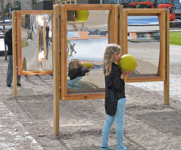 Distorting Mirror - double sided outdoor sensory mirror for playgrounds