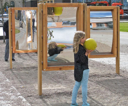 Distorting Mirror - double sided outdoor sensory mirror for playgrounds