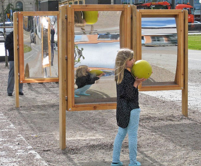 Distorting Mirror - double sided outdoor sensory mirror for playgrounds