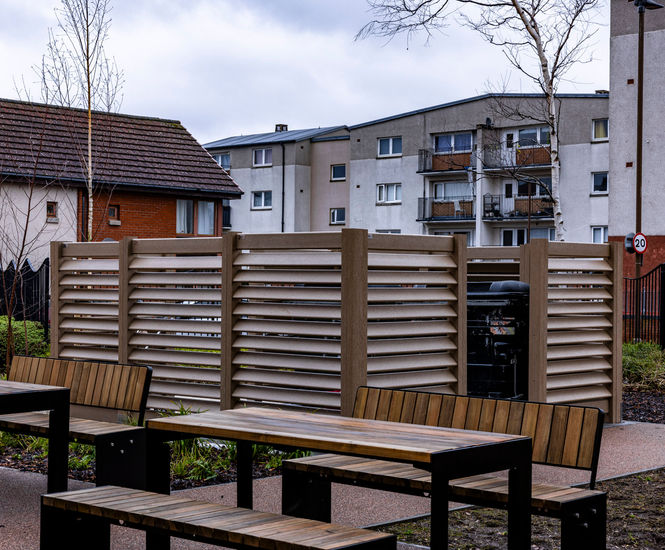 Normandy recycled plastic bin bays - Southhouse Square, Edinburgh