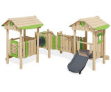 J49254 - Robinia timber multi play structure with slide and sensory panels - on this page
