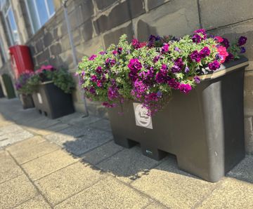 Scenic Rectangle Floor Planter - self-watering outdoor plastic planter