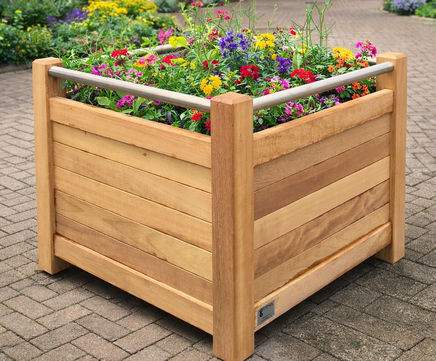 Stanton Planter - Iroko and steel outdoor planter