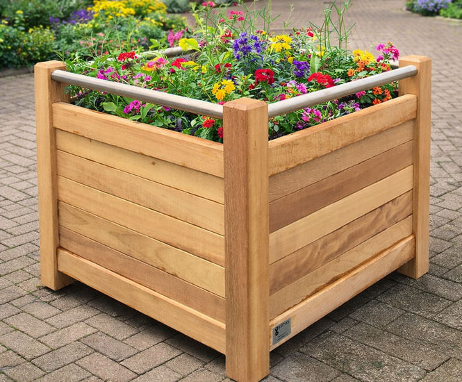 Stanton Planter - Iroko and steel outdoor planter