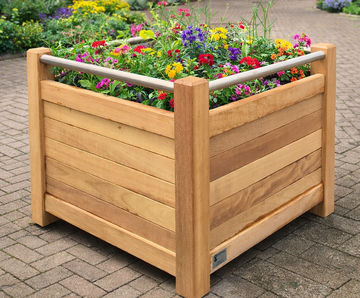 Stanton Planter - Iroko and steel outdoor planter