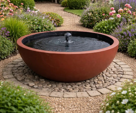 Luna Water Bowl - outdoor stone-effect garden water feature bowl