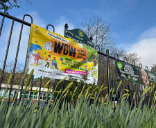 Bow top steel fencing for infant school, Surrey