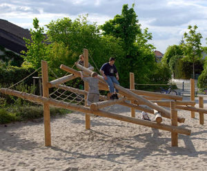Climbing Structure 08 - timber play climbing frame for public spaces