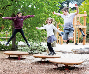 Jumping Disc - round spring platform for children's playgrounds