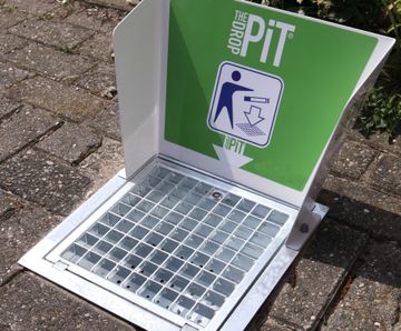 DropPit Classic Cigarette Bin - galvanised steel ground level bin