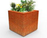 Patina Steel Cube - weathered steel outdoor planter - on this page