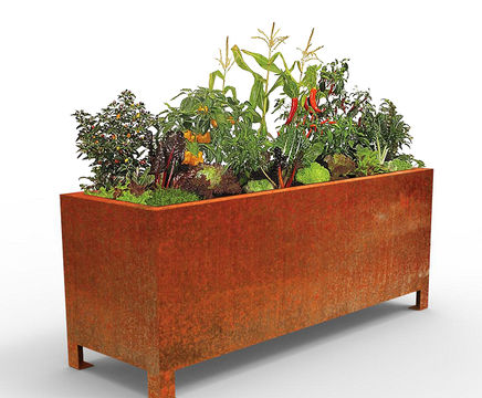 Patina Steel Trough - weathered steel rectangular planter
